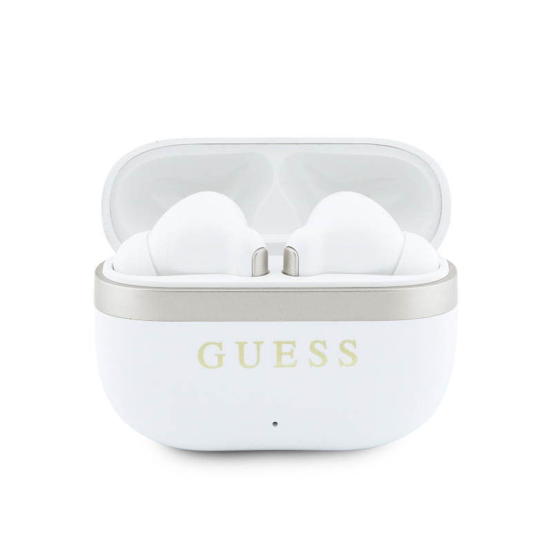 Guess Gold Line Glossy Finish TWS Bezdrátová Sluchátka White