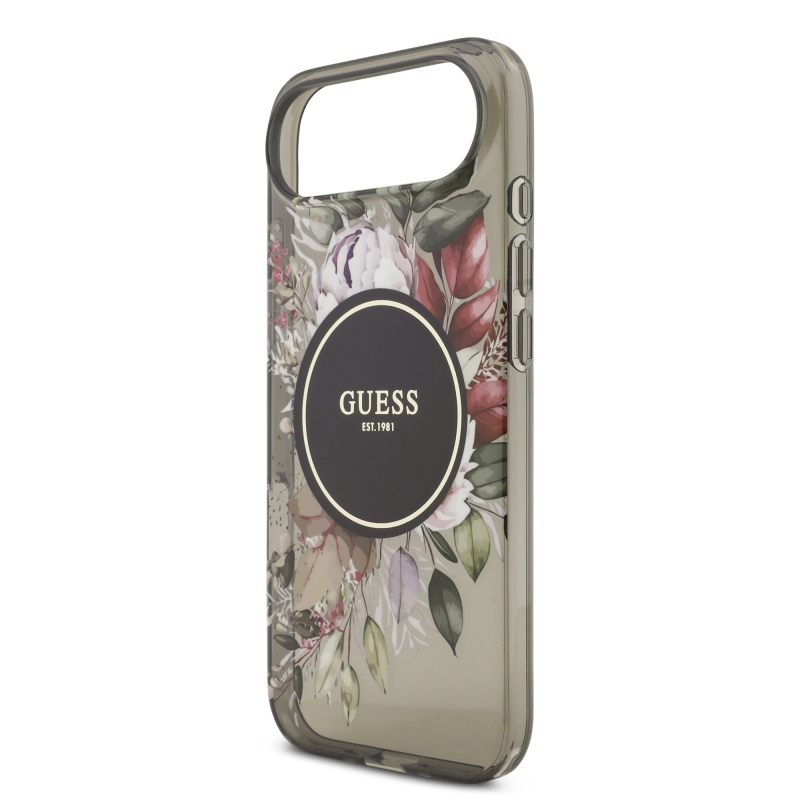 Guess IML Flowers Strap MagSafe Zadní Kryt pro iPhone Air Black