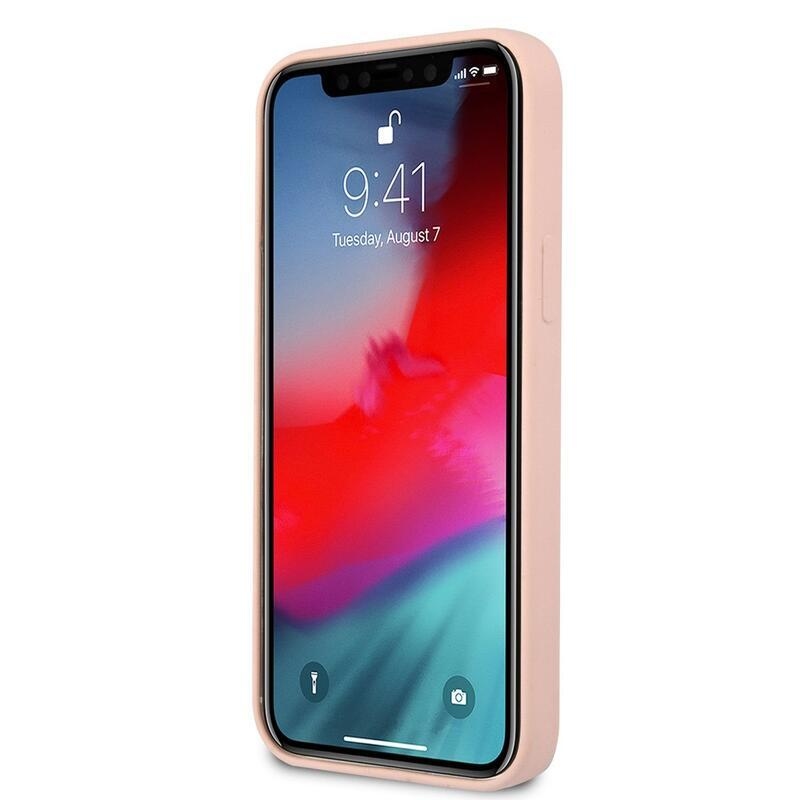 Guess line silikonový obal na iPhone 12/12 Pro - růžový