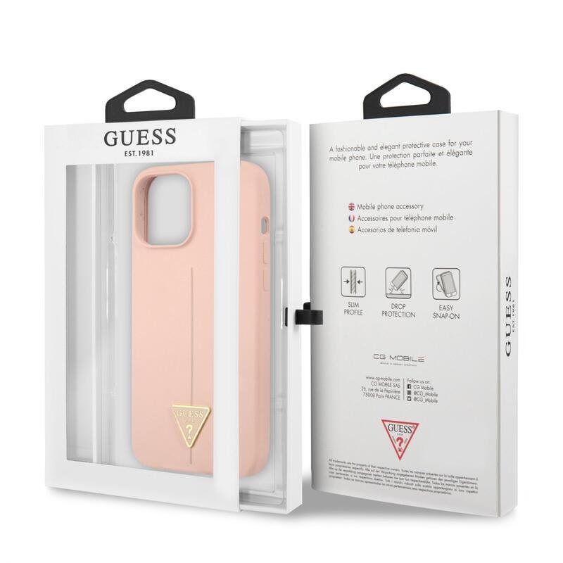 Guess line silikonový obal na iPhone 12/12 Pro - růžový