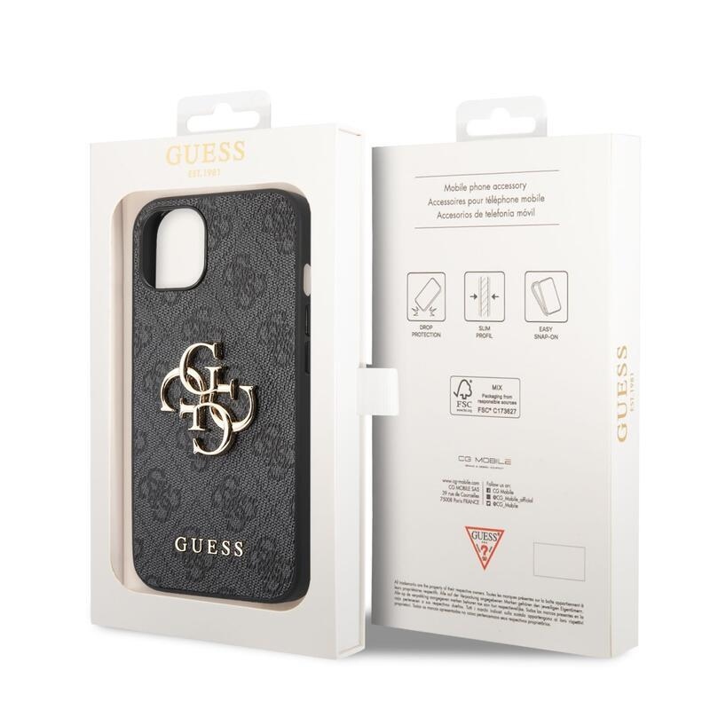 Guess obal s kovovým logem na iPhone 14 Plus - šedý