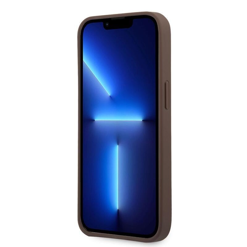 Guess obal s kovovým logem na iPhone 14 Pro - hnědý