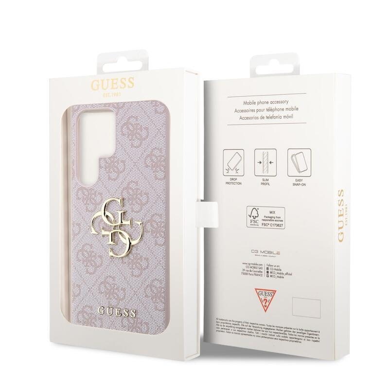 Guess obal s kovovým logem na Samsung Galaxy S23 Ultra - růžový