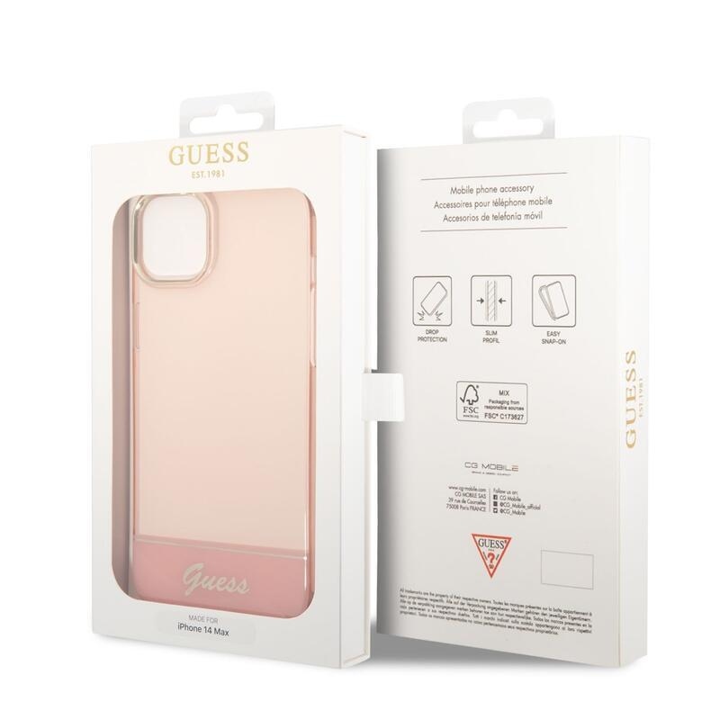 Guess outline gelový obal s pevnými zády na iPhone 14 Plus - růžový