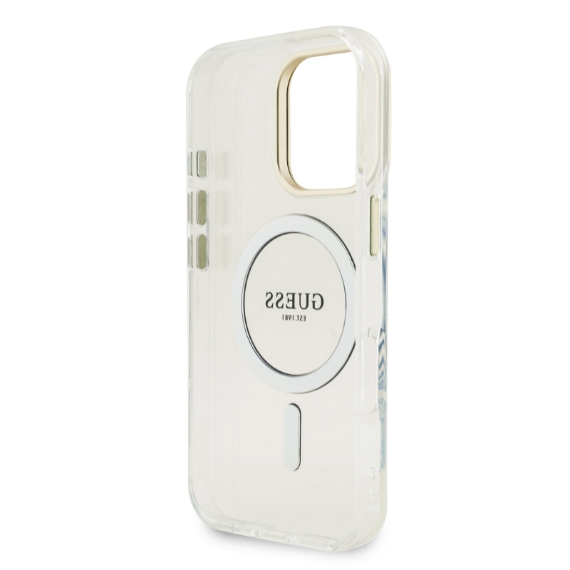 Guess PC/TPU Electroplated Stand Camera Frame Zadní Kryt s Vyměnitelným Pozadím pro iPhone 16 Pro