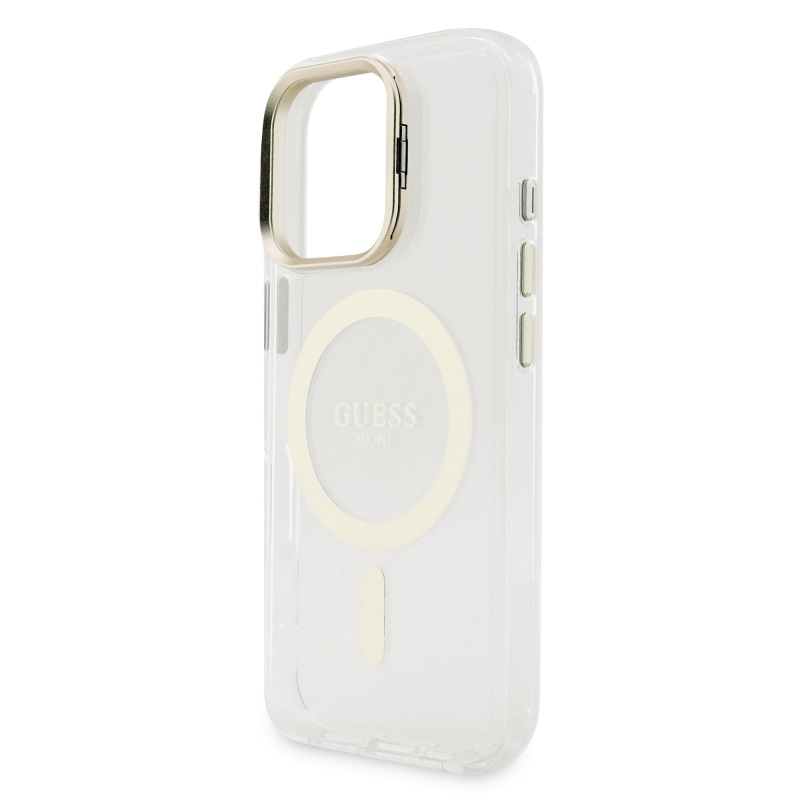 Guess PC/TPU Electroplated Stand Camera Frame Zadní Kryt s Vyměnitelným Pozadím pro iPhone 16 Pro