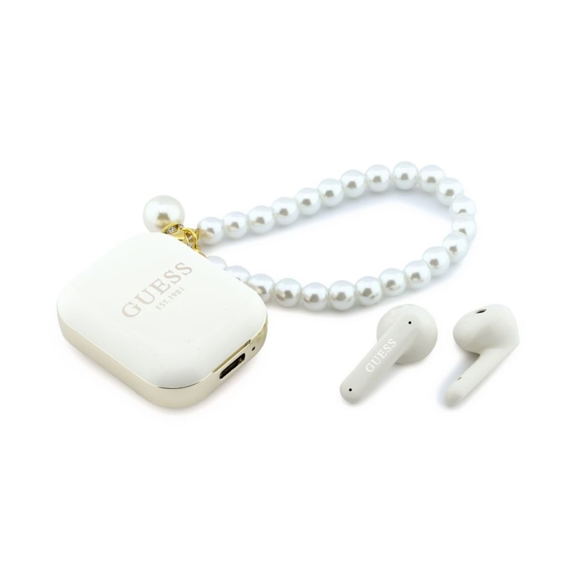Guess Pearl Strap TWS Bezdrátová Sluchátka White