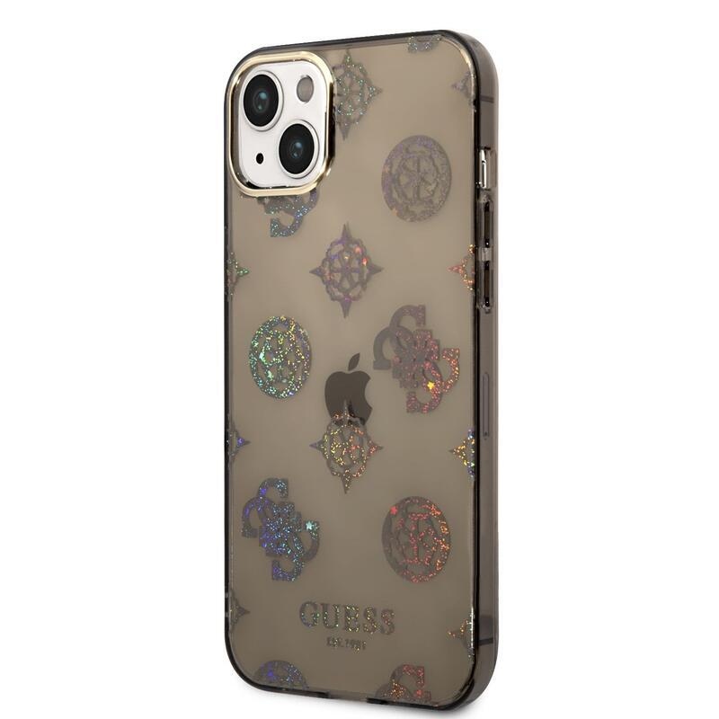 Guess peony gelový obal s pevnými zády na iPhone 14 Plus - černý