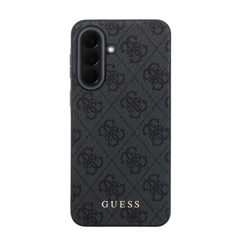 Guess PU 4G Metal Classic Logo Zadní Kryt pro Samsung Galaxy A37 Grey