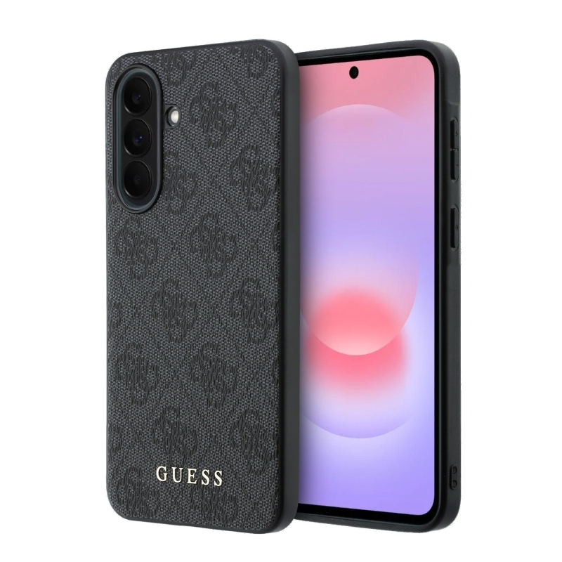 Guess PU 4G Metal Classic Logo Zadní Kryt pro Samsung Galaxy A37 Grey