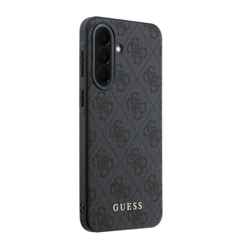 Guess PU 4G Metal Classic Logo Zadní Kryt pro Samsung Galaxy A37 Grey