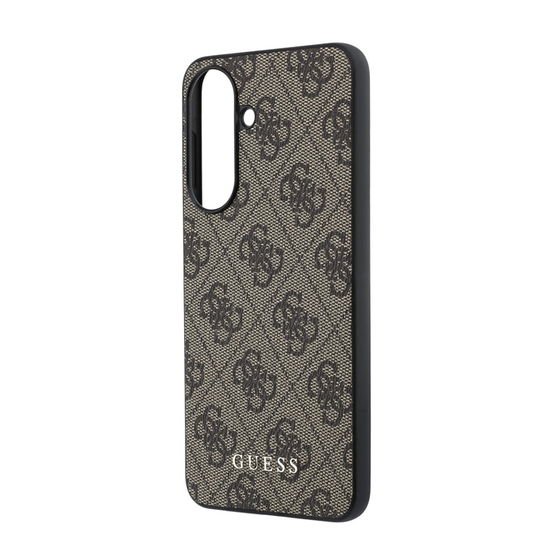 Guess PU 4G Metal Classic Logo Zadní Kryt pro Samsung Galaxy A57 Brown