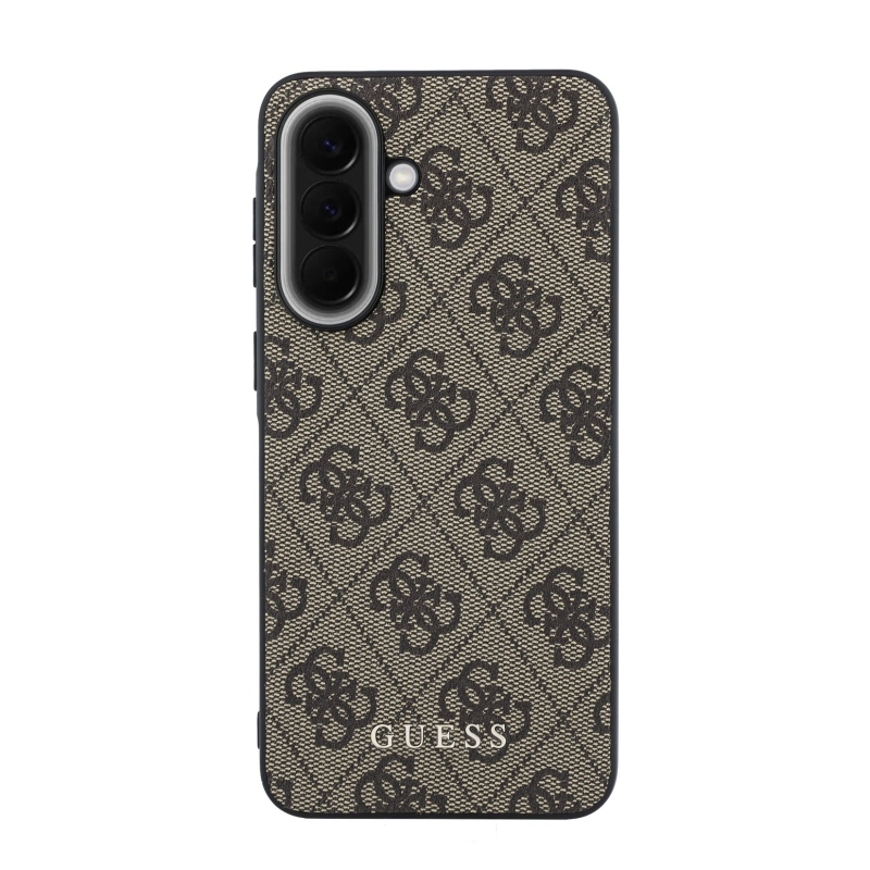 Guess PU 4G Metal Classic Logo Zadní Kryt pro Samsung Galaxy A57 Brown