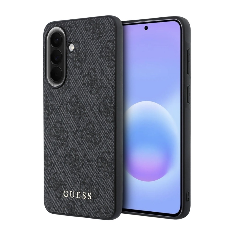 Guess PU 4G Metal Classic Logo Zadní Kryt pro Samsung Galaxy A57 Grey