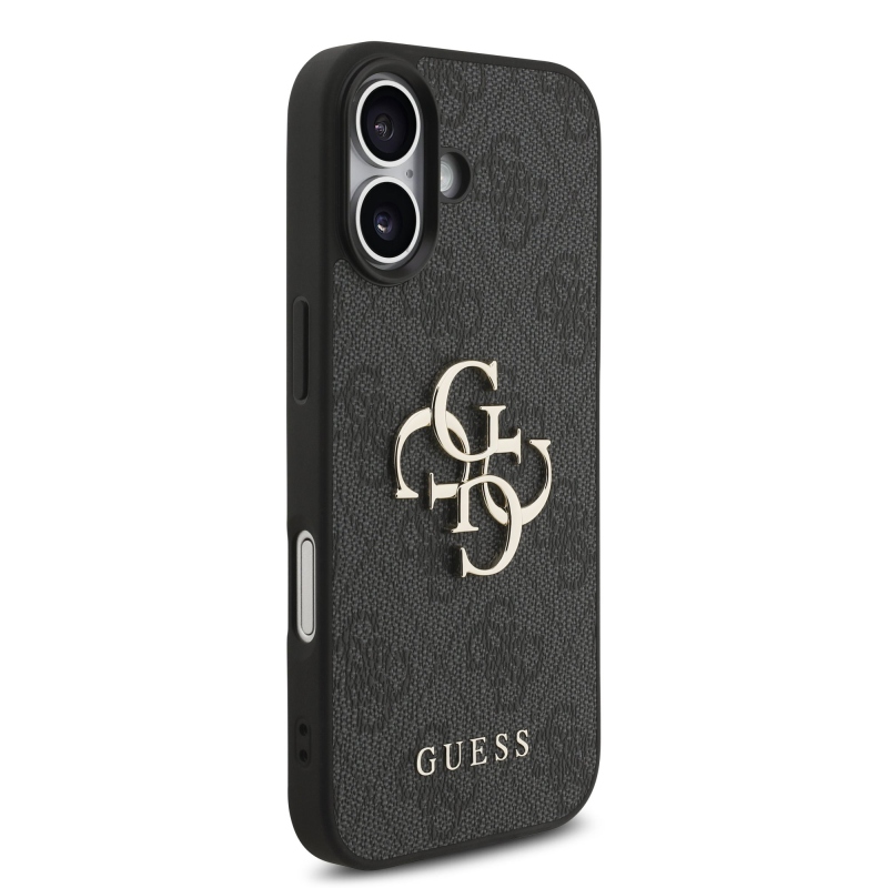 Guess PU 4G Metal Logo Strap Zadní Kryt pro iPhone 17 Black