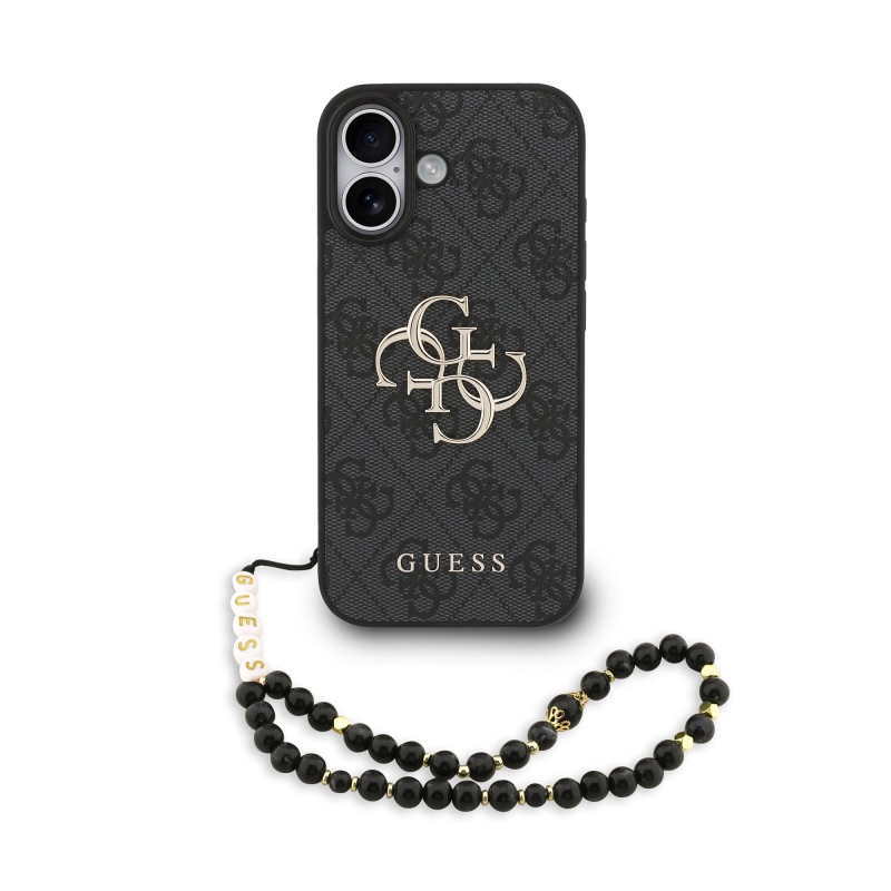 Guess PU 4G Metal Logo Strap Zadní Kryt pro iPhone 17 Black