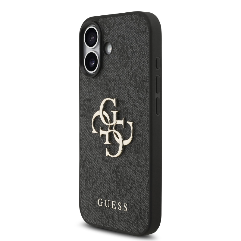 Guess PU 4G Metal Logo Strap Zadní Kryt pro iPhone 17 Black