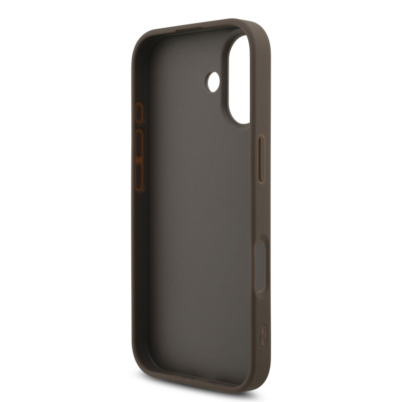 Guess PU 4G Metal Logo Strap Zadní Kryt pro iPhone 17 Brown