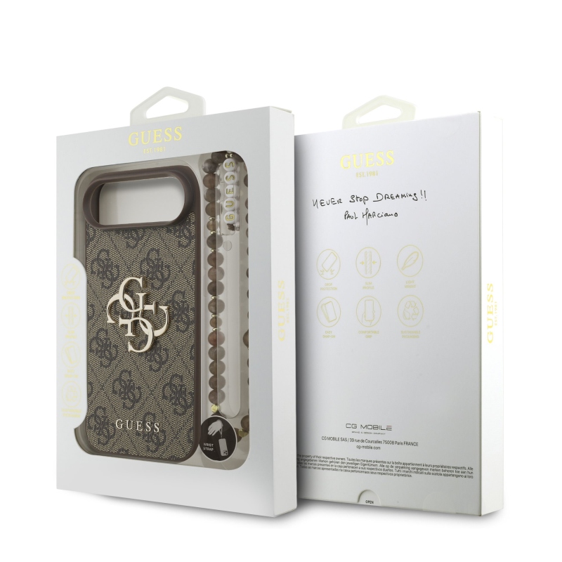 Guess PU 4G Metal Logo Strap Zadní Kryt pro iPhone Air Brown