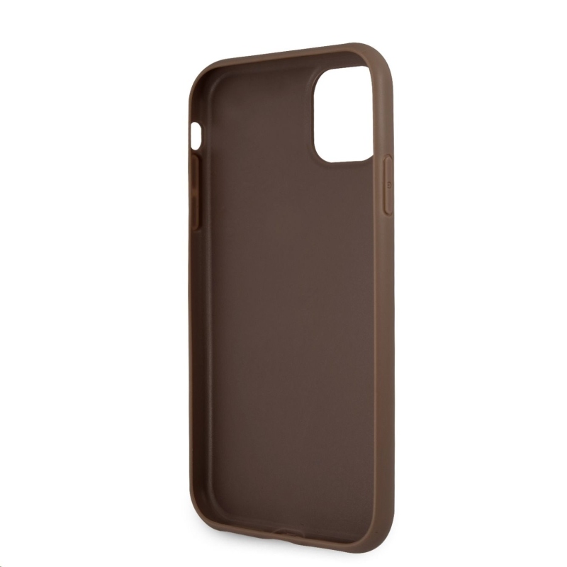 Guess PU 4G Metal Logo Zadní Kryt pro iPhone 11 Brown
