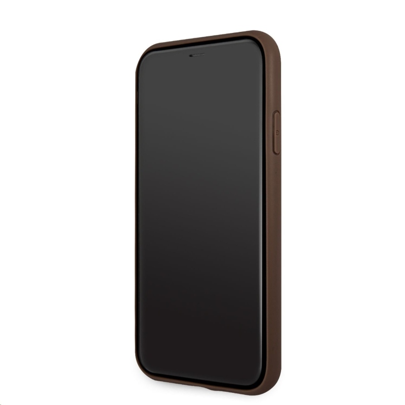 Guess PU 4G Metal Logo Zadní Kryt pro iPhone 11 Brown