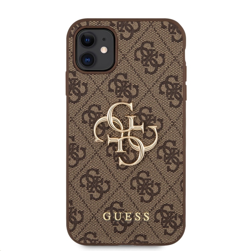 Guess PU 4G Metal Logo Zadní Kryt pro iPhone 11 Brown