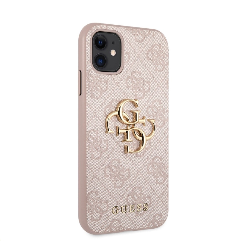 Guess PU 4G Metal Logo Zadní Kryt pro iPhone 11 Pink