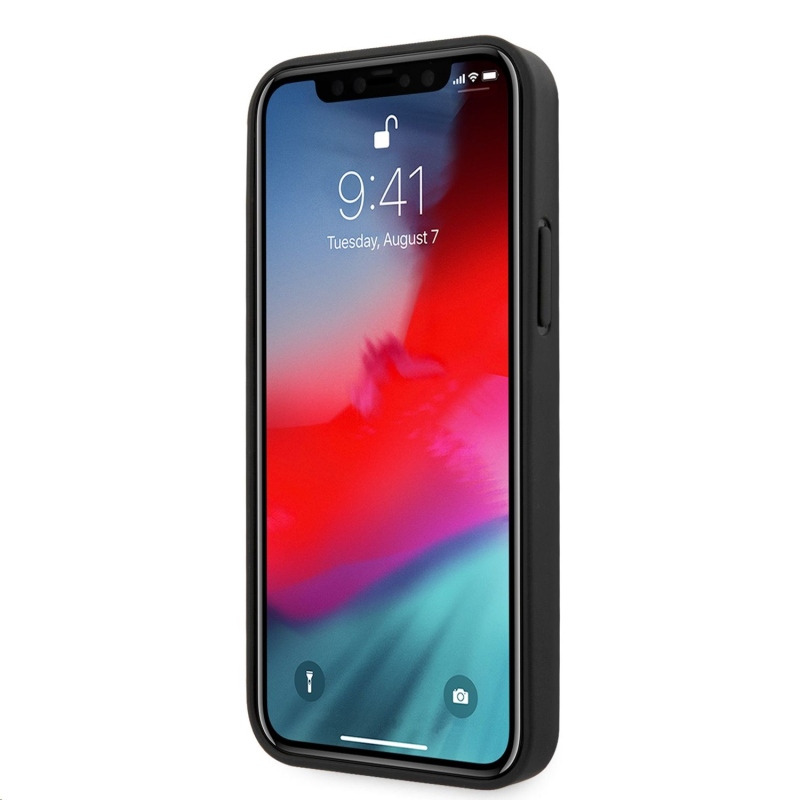 Guess PU 4G Metal Logo Zadní Kryt pro iPhone 12 Pro Max Grey