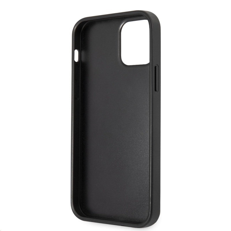 Guess PU 4G Metal Logo Zadní Kryt pro iPhone 12 Pro Max Grey
