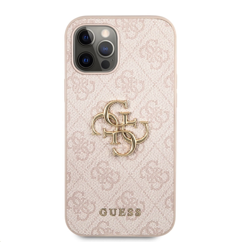 Guess PU 4G Metal Logo Zadní Kryt pro iPhone 12 Pro Max Pink