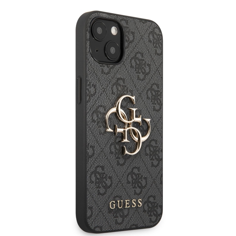 Guess PU 4G Metal Logo Zadní Kryt pro iPhone 13 Grey