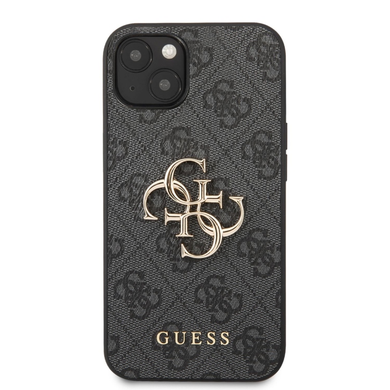 Guess PU 4G Metal Logo Zadní Kryt pro iPhone 13 Grey