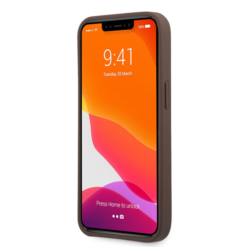 Guess PU 4G Metal Logo Zadní Kryt pro iPhone 13 Pro Brown