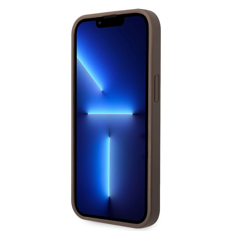 Guess PU 4G Metal Logo Zadní Kryt pro iPhone 14 Brown