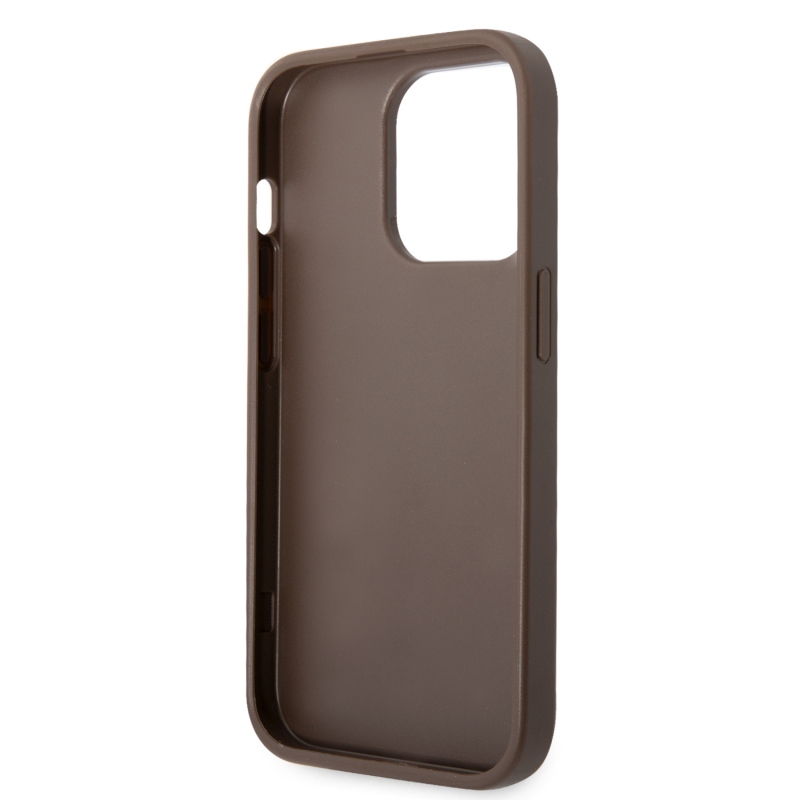 Guess PU 4G Metal Logo Zadní Kryt pro iPhone 15 Pro Brown