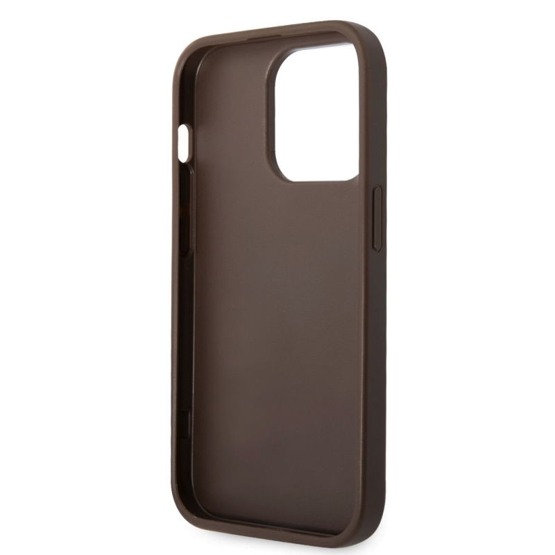 Guess PU 4G Metal Logo Zadní Kryt pro iPhone 15 Pro Max Brown