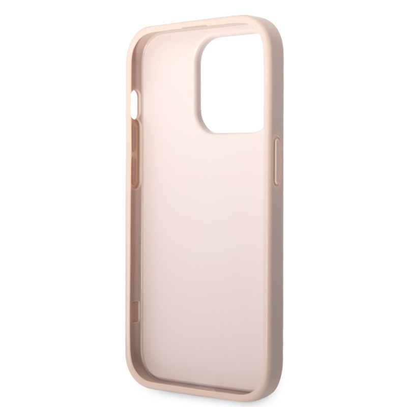 Guess PU 4G Metal Logo Zadní Kryt pro iPhone 15 Pro Max Pink