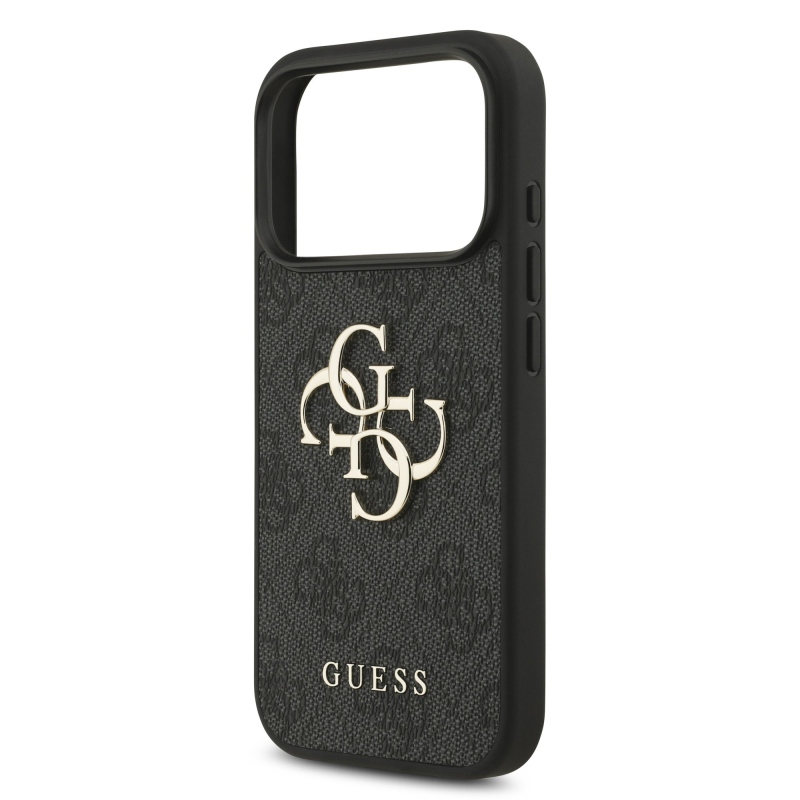 Guess PU 4G Metal Logo Zadní Kryt pro iPhone 18 Pro Grey