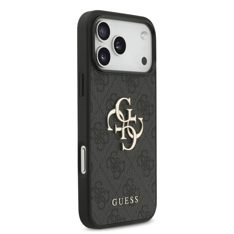 Guess PU 4G Metal Logo Zadní Kryt pro iPhone 18 Pro Max Grey