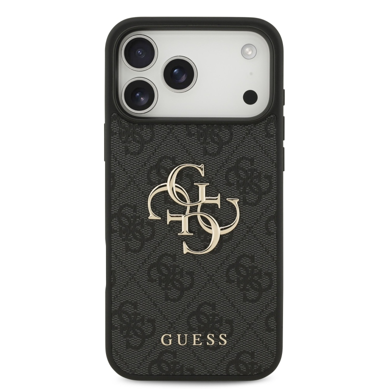 Guess PU 4G Metal Logo Zadní Kryt pro iPhone 18 Pro Max Grey