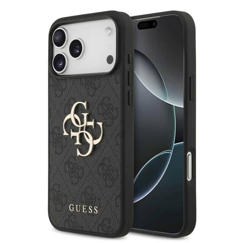 Guess PU 4G Metal Logo Zadní Kryt pro iPhone 18 Pro Max Grey