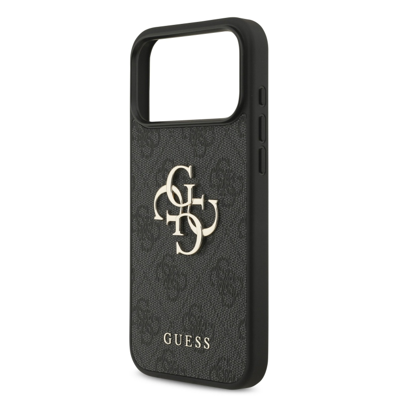 Guess PU 4G Metal Logo Zadní Kryt pro iPhone 18 Pro Max Grey
