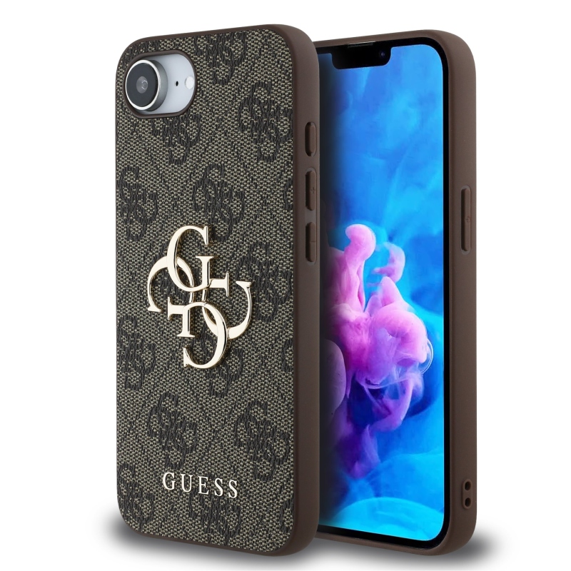 Guess PU 4G Metal Logo Zadní Kryt pro iPhone SE4 Brown