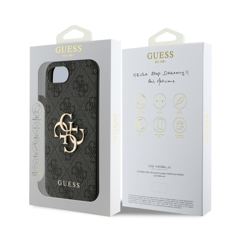 Guess PU 4G Metal Logo Zadní Kryt pro iPhone SE4 Grey