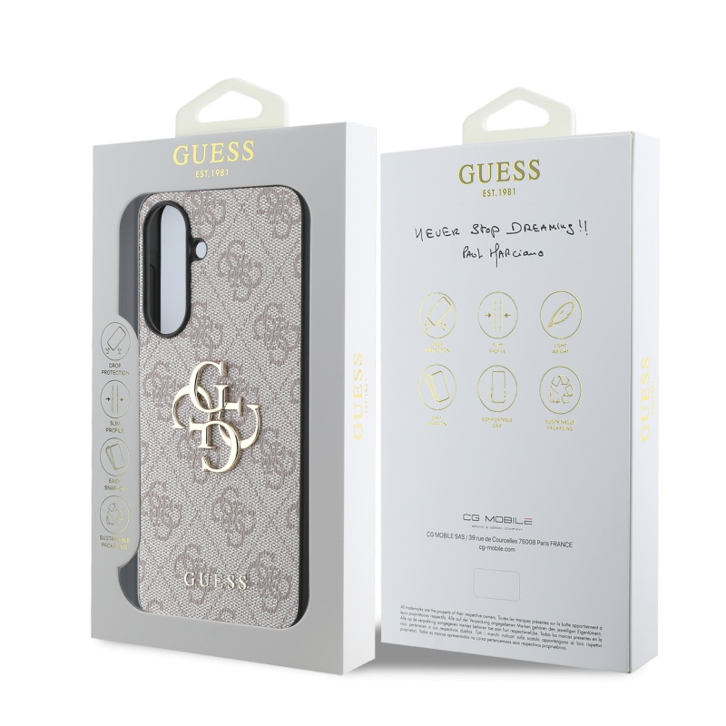 Guess PU 4G Metal Logo Zadní Kryt pro Samsung Galaxy A36 Pink