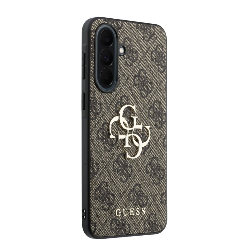 Guess PU 4G Metal Logo Zadní Kryt pro Samsung Galaxy A37 Brown