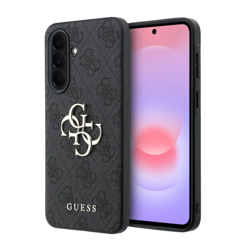 Guess PU 4G Metal Logo Zadní Kryt pro Samsung Galaxy A37 Grey