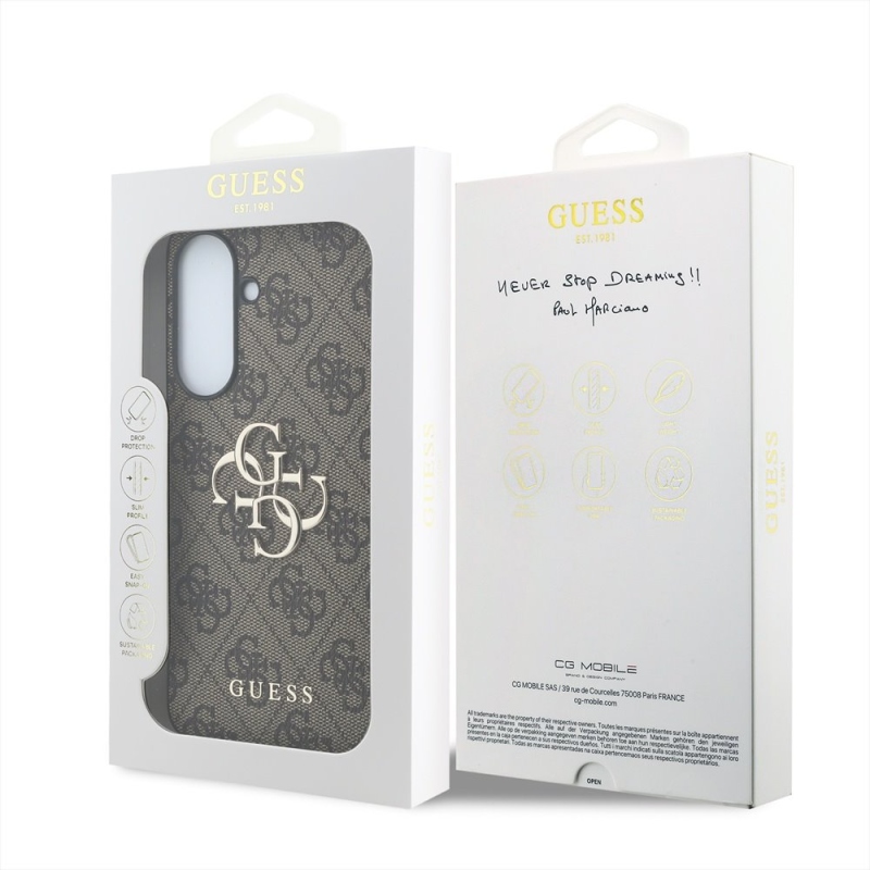 Guess PU 4G Metal Logo Zadní Kryt pro Samsung Galaxy A57 Brown