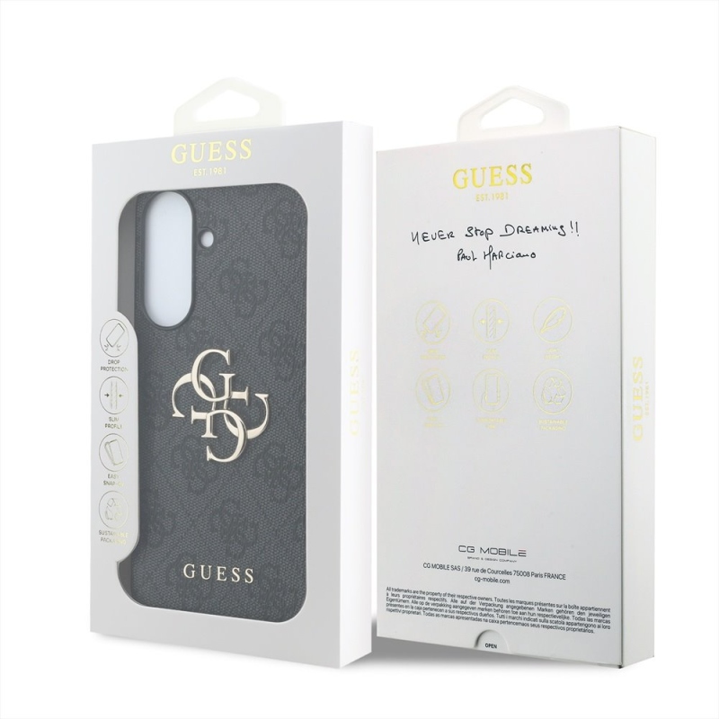 Guess PU 4G Metal Logo Zadní Kryt pro Samsung Galaxy A57 Grey