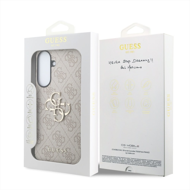 Guess PU 4G Metal Logo Zadní Kryt pro Samsung Galaxy A57 Pink